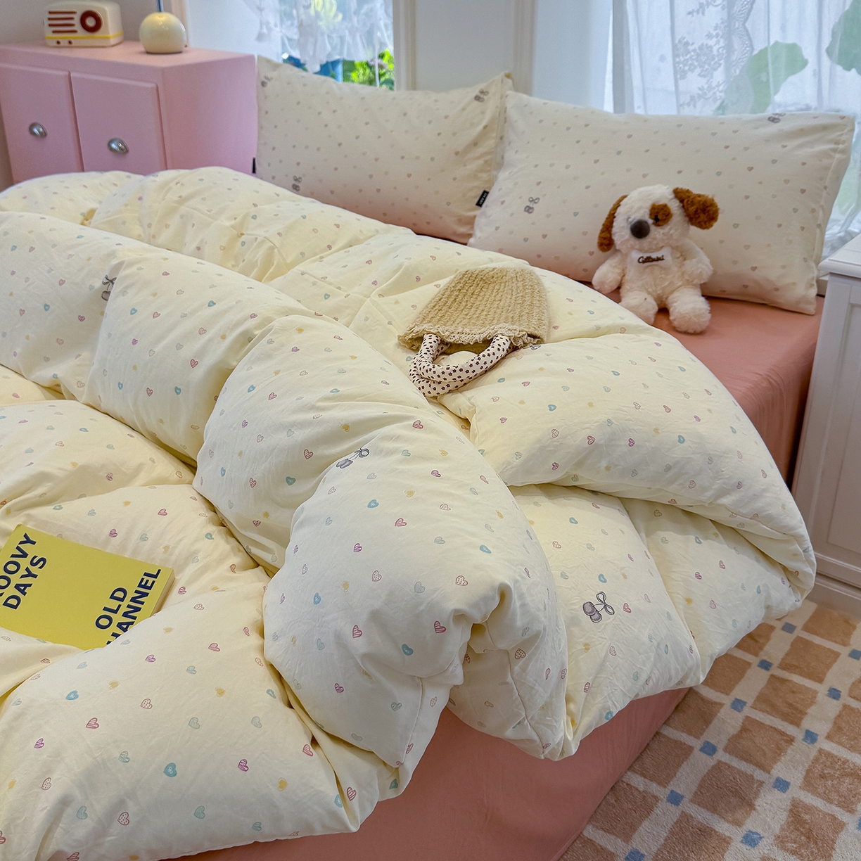 91家纺网 家纺一手货源 找家纺 竹合家纺 2025新款爆款韩国小布袋古法水洗云感四件套 小甜心