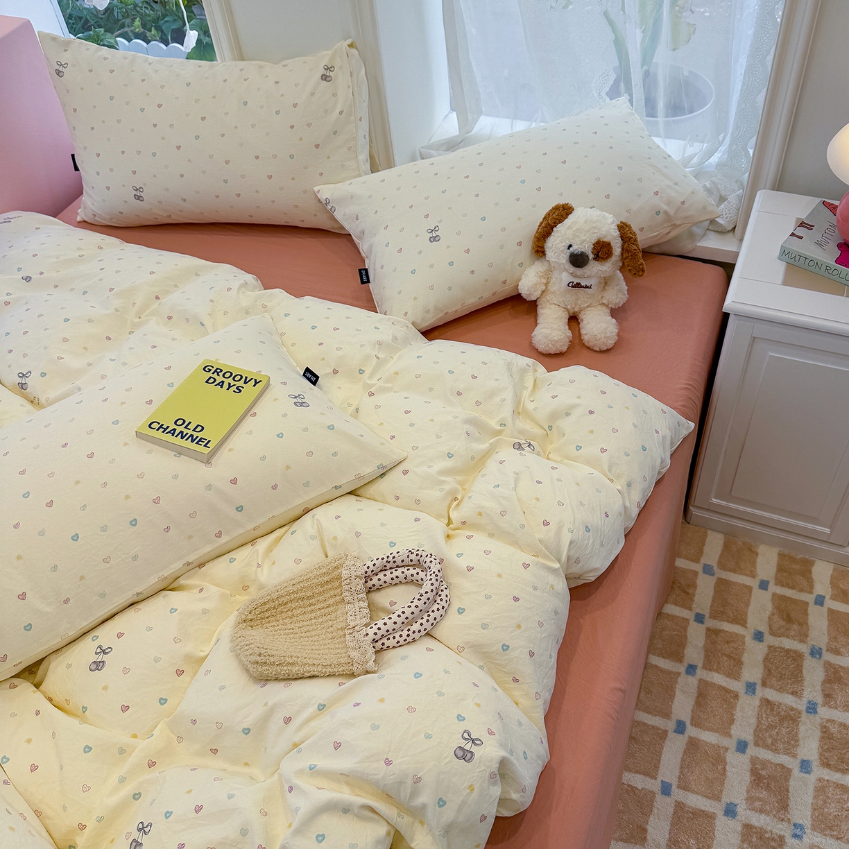 91家纺网 家纺一手货源 找家纺 竹合家纺 2025新款爆款韩国小布袋古法水洗云感四件套 小甜心