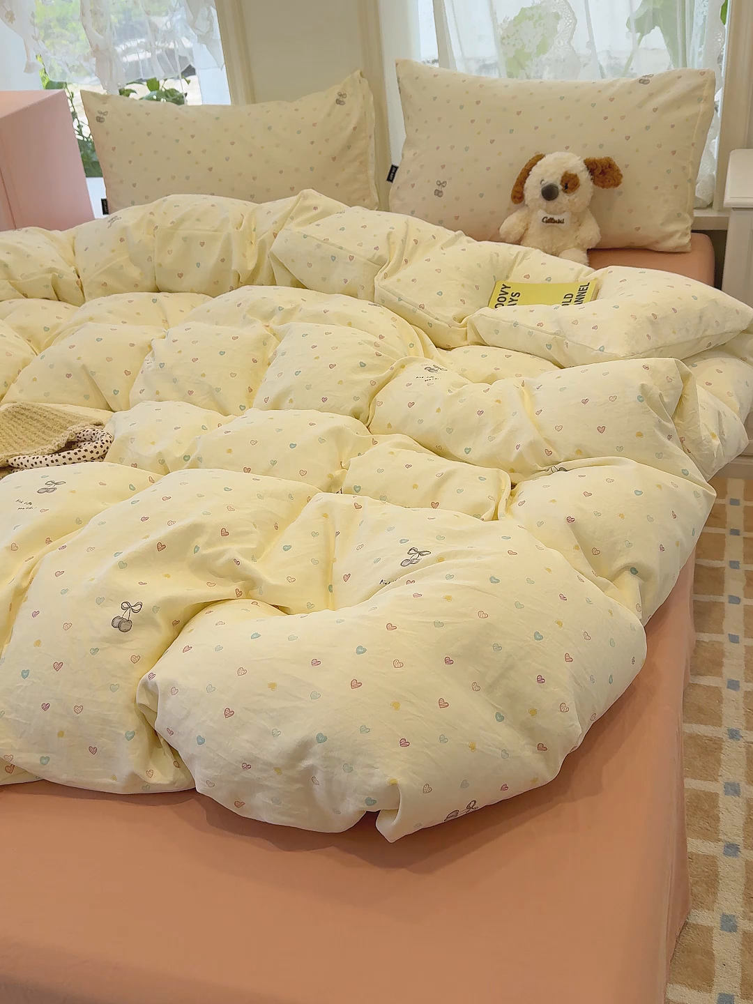 91家纺网 家纺一手货源 找家纺 竹合家纺 2025新款爆款韩国小布袋古法水洗云感四件套 小甜心