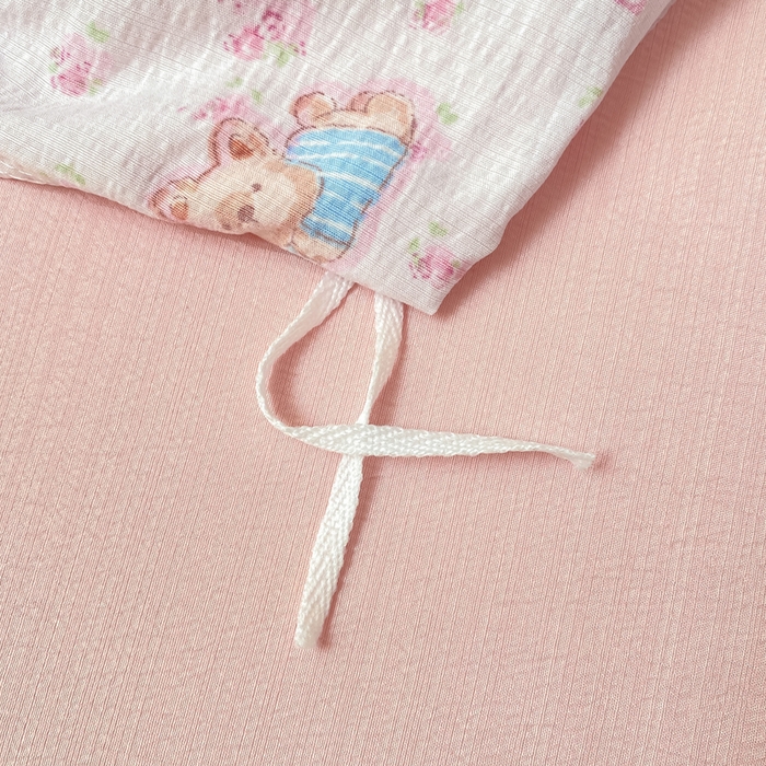 91家纺网 家纺一手货源 找家纺 朵朵家纺 2025新款云感提花双层纱印花四件套 花町小能粉