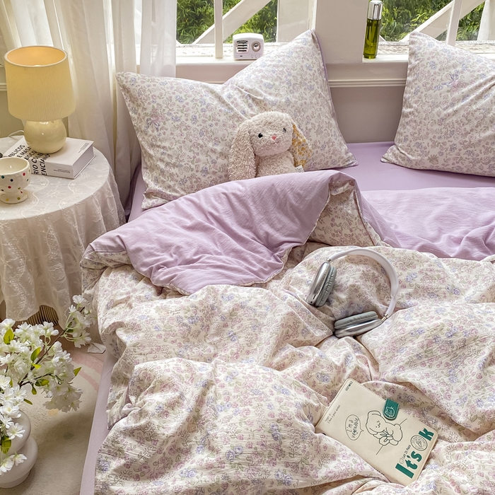 91家纺网 家纺一手货源 找家纺 朵朵家纺 2025新款云感提花双层纱印花四件套 锦上添花