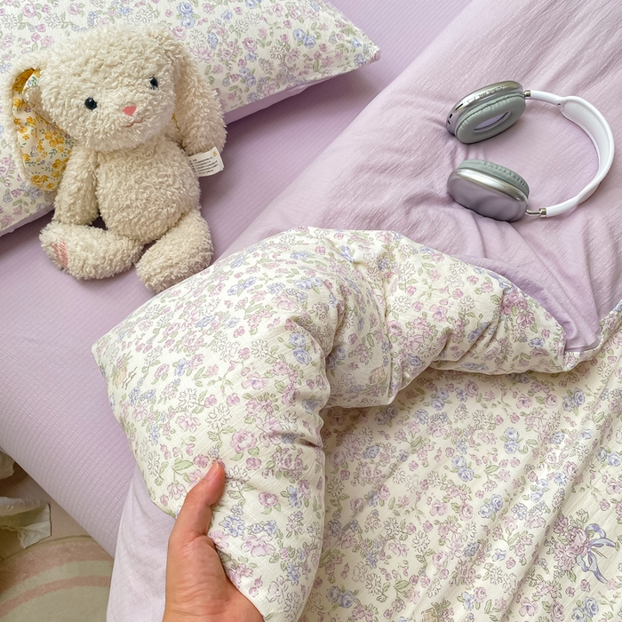 91家纺网 家纺一手货源 找家纺 朵朵家纺 2025新款云感提花双层纱印花四件套 锦上添花