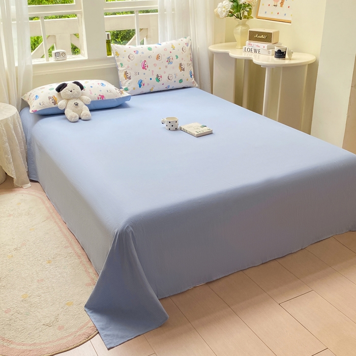 91家纺网 家纺一手货源 找家纺 朵朵家纺 2025新款云感提花双层纱印花四件套 快乐重年