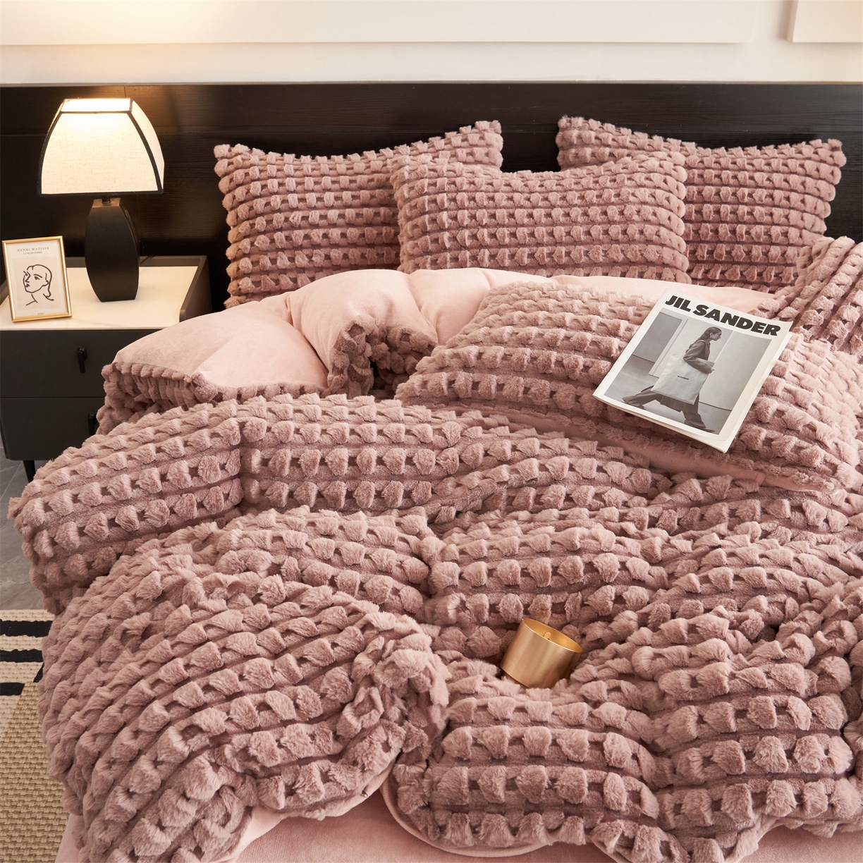 （总）恒爱家纺 2025新款雪貂绒提花简约四件套