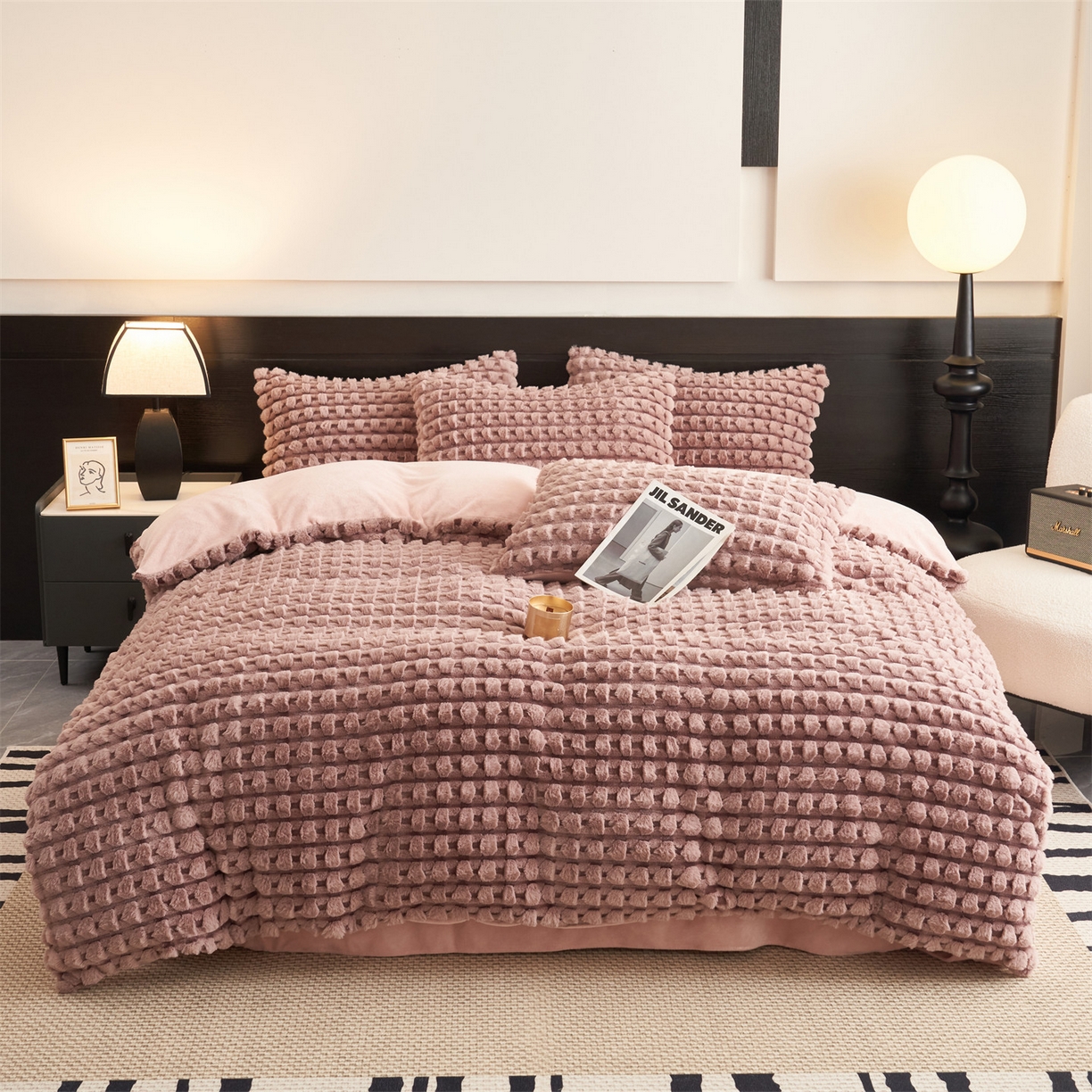 91家纺网 家纺一手货源 找家纺 （总）恒爱家纺 2025新款雪貂绒提花简约四件套