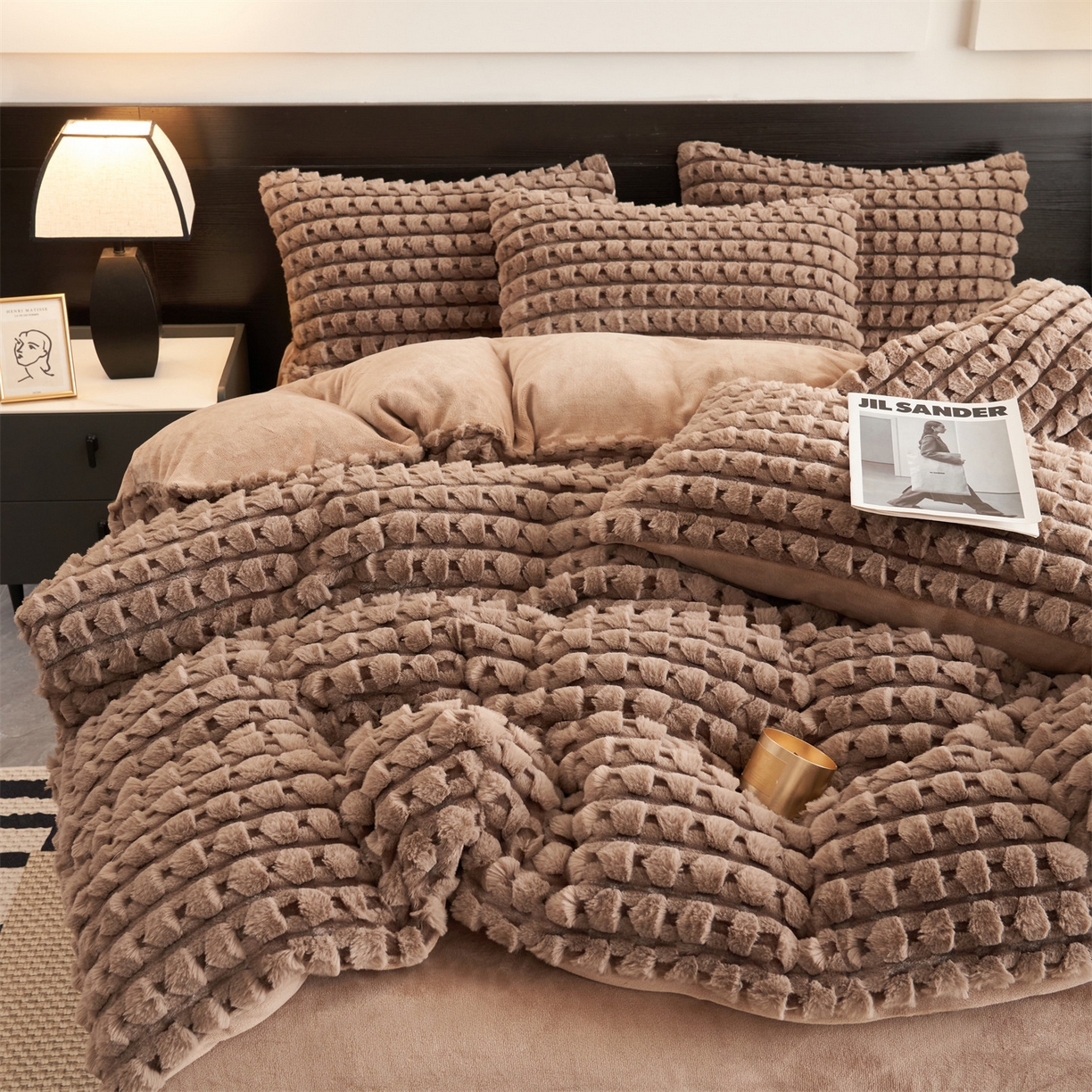 91家纺网 家纺一手货源 找家纺 （总）恒爱家纺 2025新款雪貂绒提花简约四件套