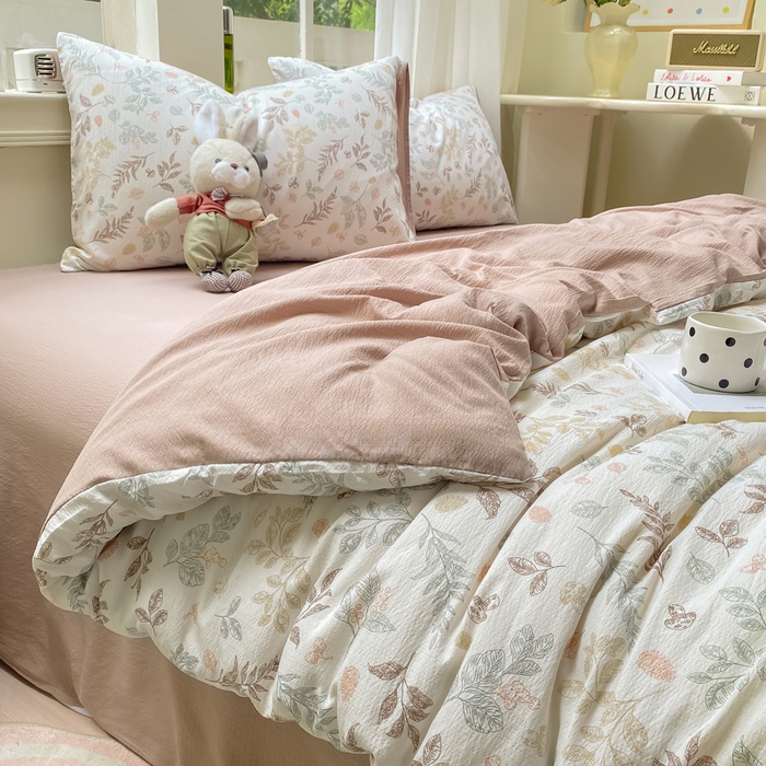 91家纺网 家纺一手货源 找家纺 朵朵家纺 2025新款云感提花双层纱印花四件套 罗曼蒂克