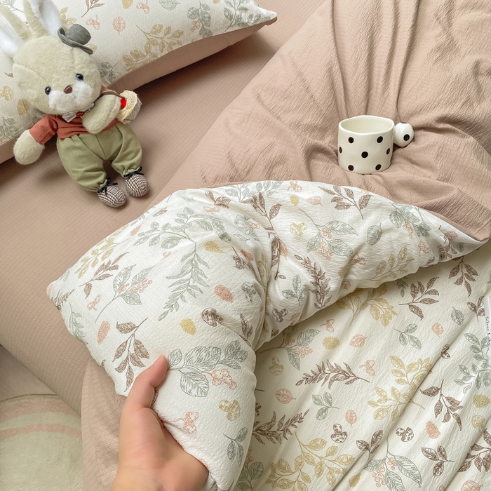 91家纺网 家纺一手货源 找家纺 朵朵家纺 2025新款云感提花双层纱印花四件套 罗曼蒂克