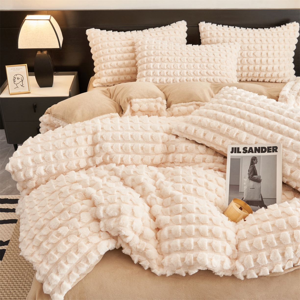 91家纺网 家纺一手货源 找家纺 （总）恒爱家纺 2025新款雪貂绒提花简约四件套