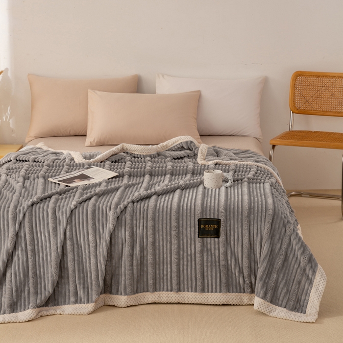 91家纺网 家纺一手货源 找家纺 （总）爱彼家纺 2025秋冬新款兔毛绒子母条毛毯毯子