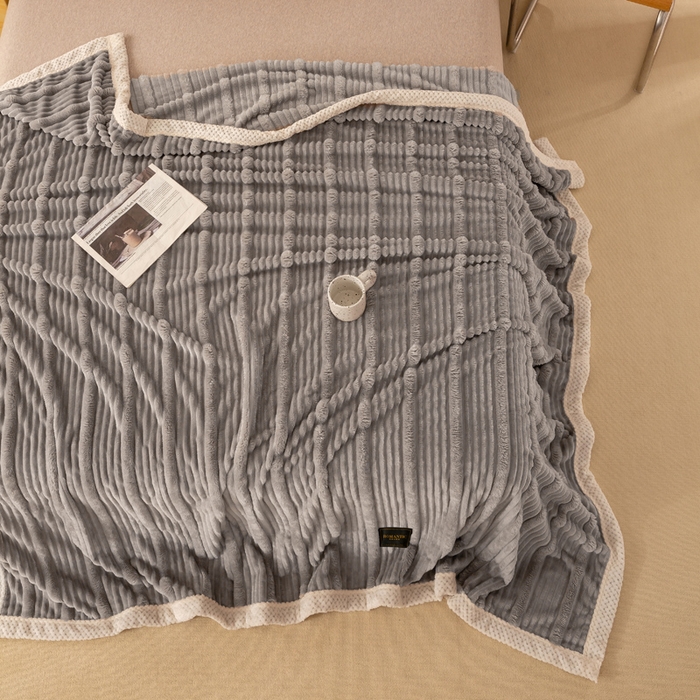 91家纺网 家纺一手货源 找家纺 （总）爱彼家纺 2025秋冬新款兔毛绒子母条毛毯毯子