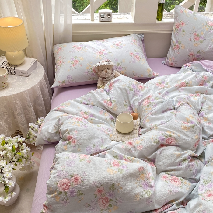 91家纺网 家纺一手货源 找家纺 朵朵家纺 2025新款云感提花双层纱印花四件套 沁园春