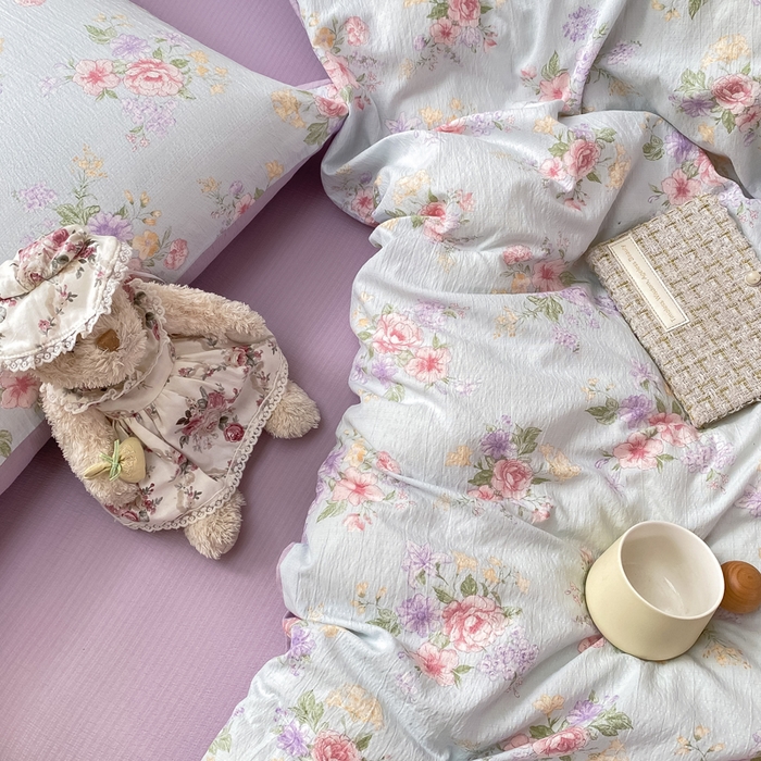 91家纺网 家纺一手货源 找家纺 朵朵家纺 2025新款云感提花双层纱印花四件套 沁园春