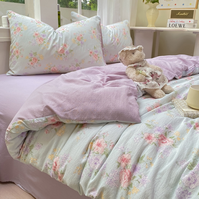 91家纺网 家纺一手货源 找家纺 朵朵家纺 2025新款云感提花双层纱印花四件套 沁园春