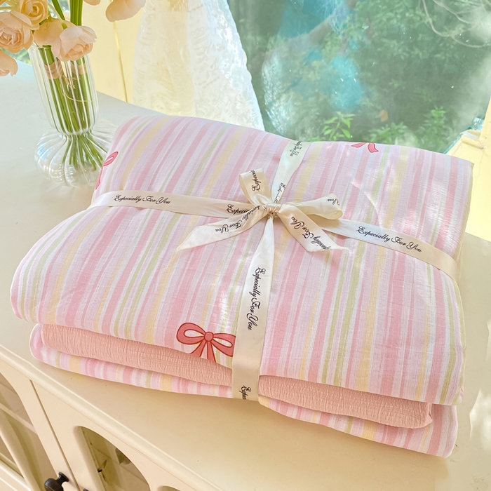 朵朵家纺 2025新款云感提花双层纱印花四件套 情人节