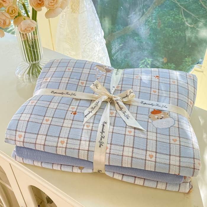 朵朵家纺 2025新款云感提花双层纱印花四件套 淘气乐园