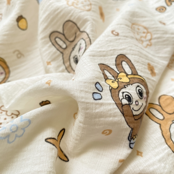 91家纺网 家纺一手货源 找家纺 朵朵家纺 2025新款云感提花双层纱印花单品被套 布布星球