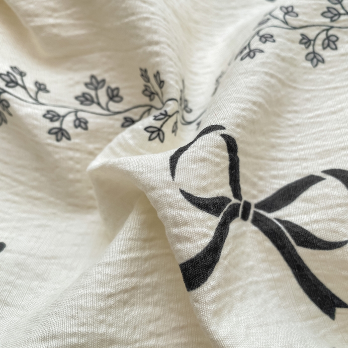 91家纺网 家纺一手货源 找家纺 朵朵家纺 2025新款云感提花双层纱印花单品被套 法式蝴蝶结