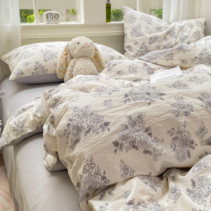 91家纺网 家纺一手货源 找家纺 朵朵家纺 2025新款云感提花双层纱印花单品被套 浮生如梦