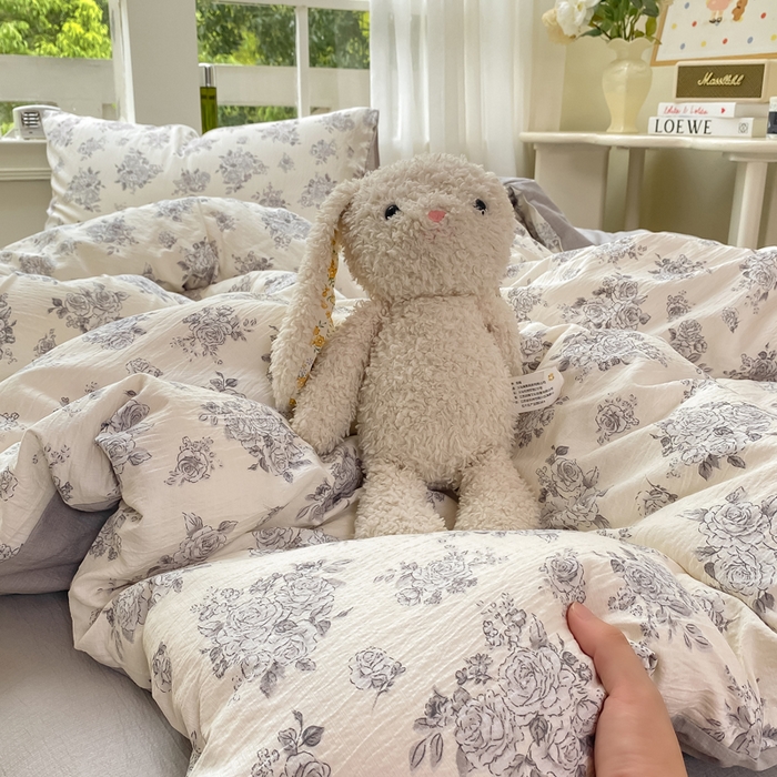 91家纺网 家纺一手货源 找家纺 朵朵家纺 2025新款云感提花双层纱印花单品被套 浮生如梦