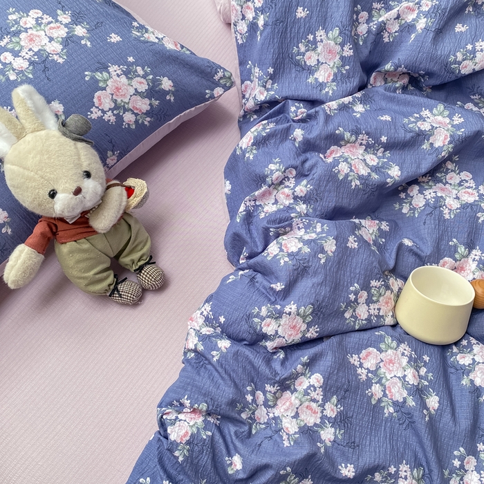 91家纺网 家纺一手货源 找家纺 朵朵家纺 2025新款云感提花双层纱印花单品被套 国色天香