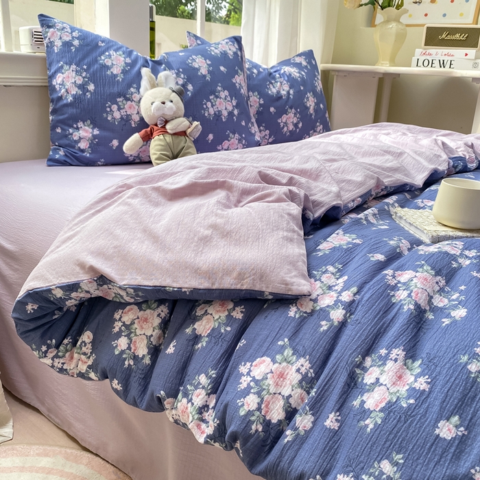 91家纺网 家纺一手货源 找家纺 朵朵家纺 2025新款云感提花双层纱印花单品被套 国色天香