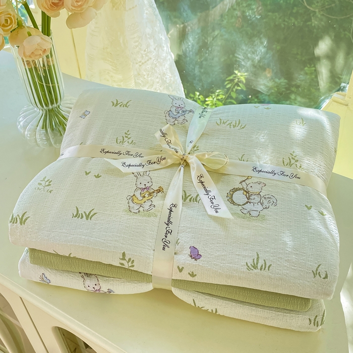 朵朵家纺 2025新款云感提花双层纱印花四件套 音乐派