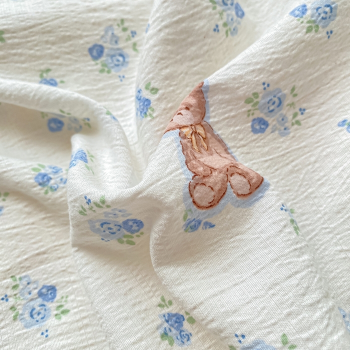 91家纺网 家纺一手货源 找家纺 朵朵家纺 2025新款云感提花双层纱印花单品被套 花町小能蓝