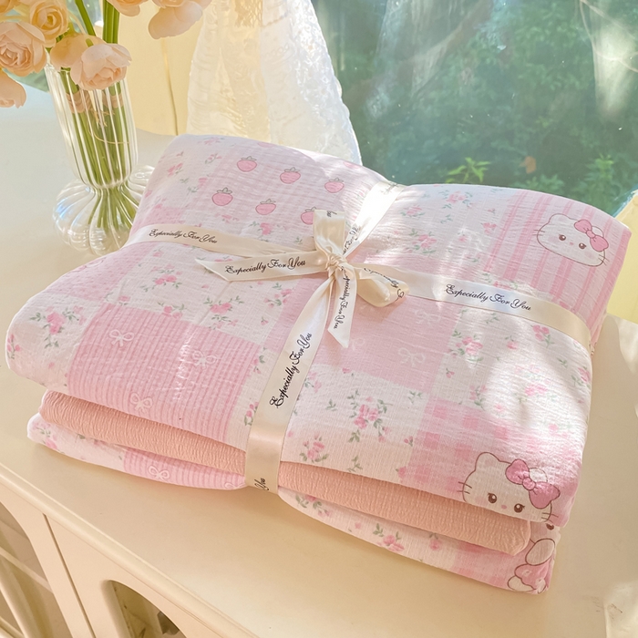 朵朵家纺 2025新款云感提花双层纱印花四件套 KT花园