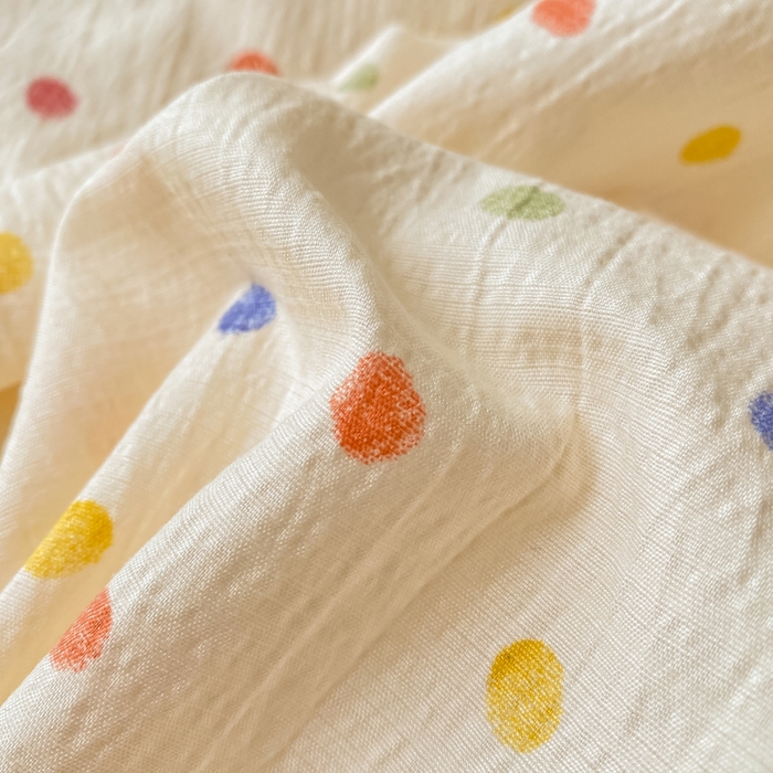 91家纺网 家纺一手货源 找家纺 朵朵家纺 2025新款云感提花双层纱印花单品被套 幻彩波点