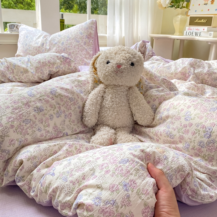 91家纺网 家纺一手货源 找家纺 朵朵家纺 2025新款云感提花双层纱印花单品被套 锦上添花