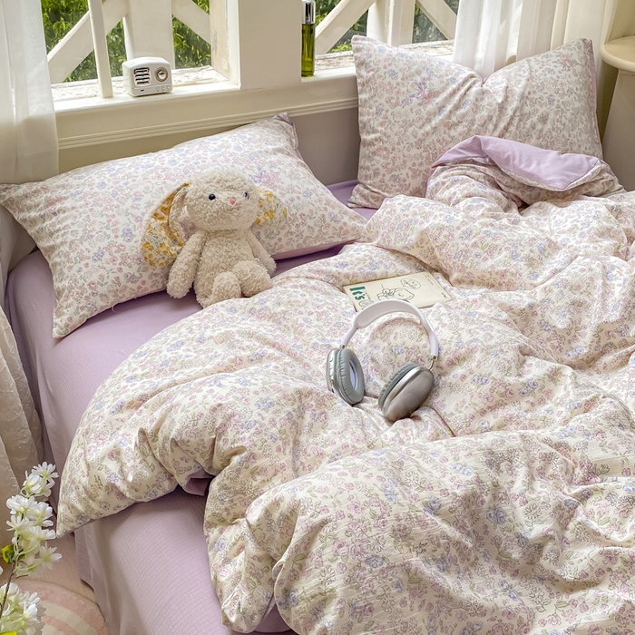 91家纺网 家纺一手货源 找家纺 朵朵家纺 2025新款云感提花双层纱印花单品被套 锦上添花