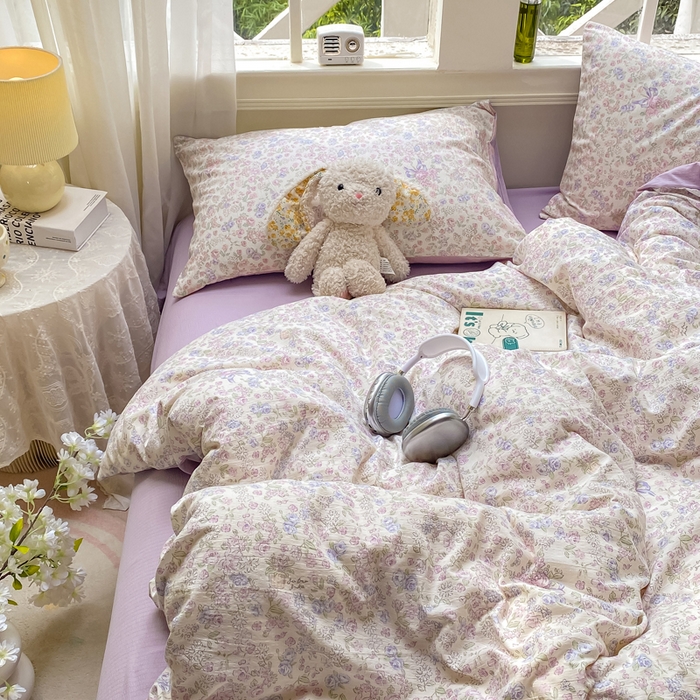 91家纺网 家纺一手货源 找家纺 朵朵家纺 2025新款云感提花双层纱印花单品被套 锦上添花