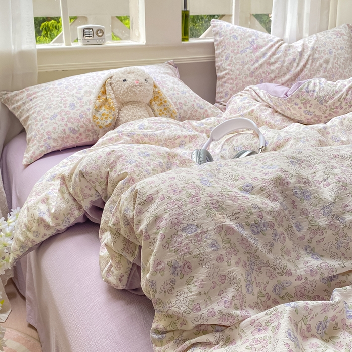 91家纺网 家纺一手货源 找家纺 朵朵家纺 2025新款云感提花双层纱印花单品被套 锦上添花