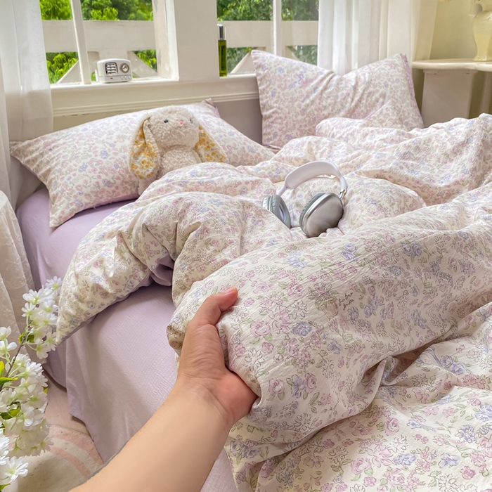 朵朵家纺 2025新款云感提花双层纱印花单品被套 锦上添花