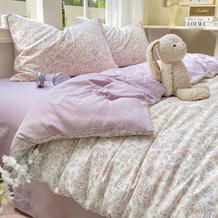 91家纺网 家纺一手货源 找家纺 朵朵家纺 2025新款云感提花双层纱印花单品被套 锦上添花