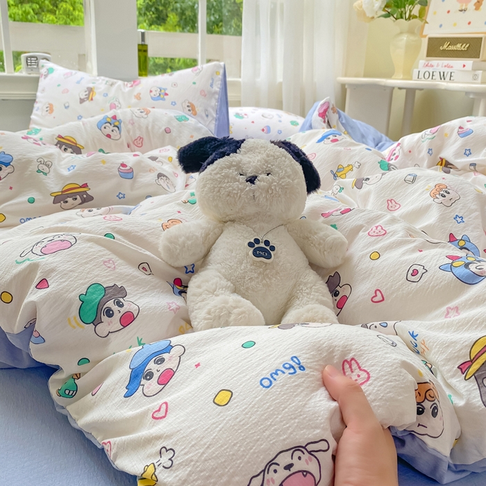 91家纺网 家纺一手货源 找家纺 朵朵家纺 2025新款云感提花双层纱印花单品被套 快乐重年