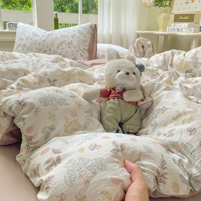 91家纺网 家纺一手货源 找家纺 朵朵家纺 2025新款云感提花双层纱印花单品被套 罗曼蒂克