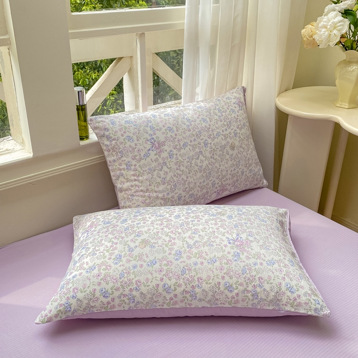 91家纺网 家纺一手货源 找家纺 朵朵家纺 2025新款云感提花双层纱印花单品枕套 锦上添花