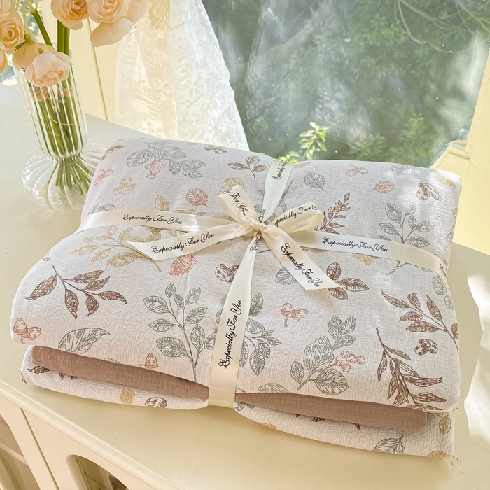 91家纺网 家纺一手货源 找家纺 朵朵家纺 2025新款云感提花双层纱印花单品被套 罗曼蒂克