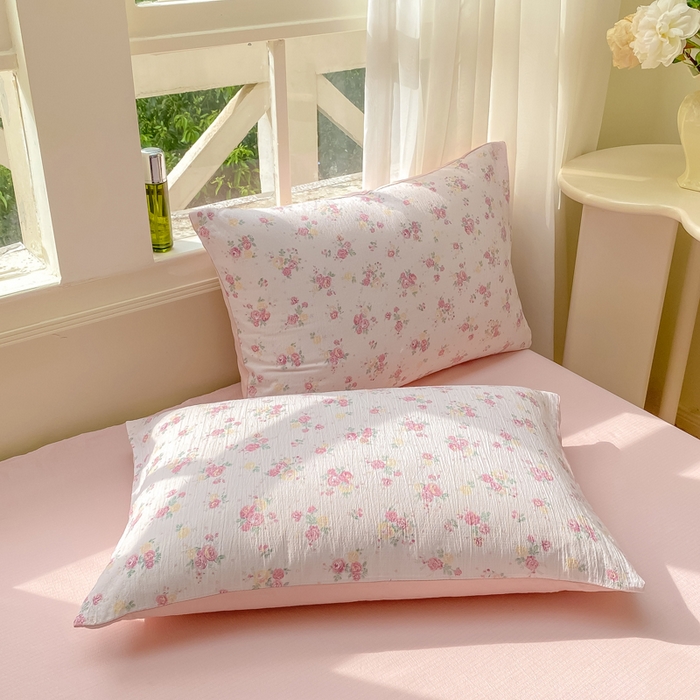 91家纺网 家纺一手货源 找家纺 朵朵家纺 2025新款云感提花双层纱印花单品枕套 玫瑰庄园