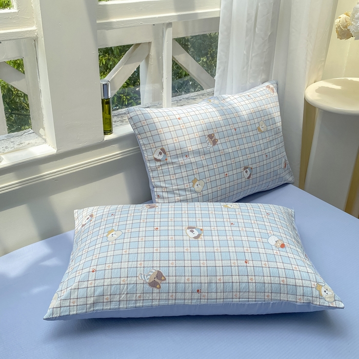 91家纺网 家纺一手货源 找家纺 朵朵家纺 2025新款云感提花双层纱印花单品枕套 淘气乐园