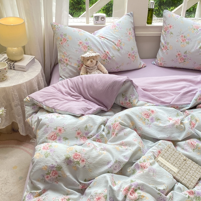 91家纺网 家纺一手货源 找家纺 朵朵家纺 2025新款云感提花双层纱印花单品被套 沁园春