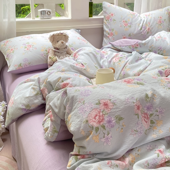 91家纺网 家纺一手货源 找家纺 朵朵家纺 2025新款云感提花双层纱印花单品被套 沁园春