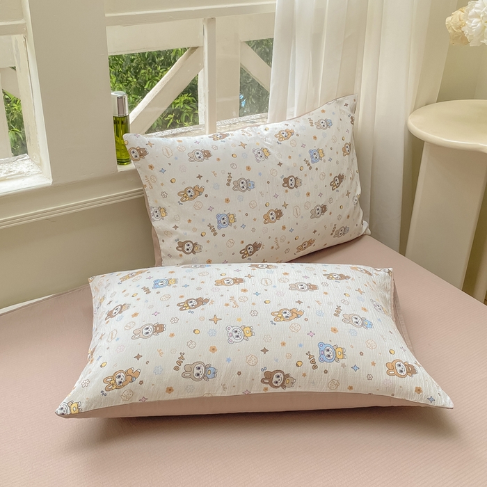 朵朵家纺 2025新款云感提花双层纱印花单品枕套 布布星球