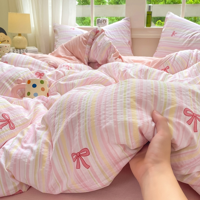 91家纺网 家纺一手货源 找家纺 朵朵家纺 2025新款云感提花双层纱印花单品被套 情人节