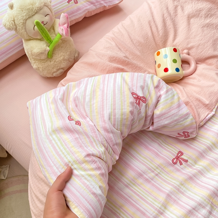 91家纺网 家纺一手货源 找家纺 朵朵家纺 2025新款云感提花双层纱印花单品被套 情人节