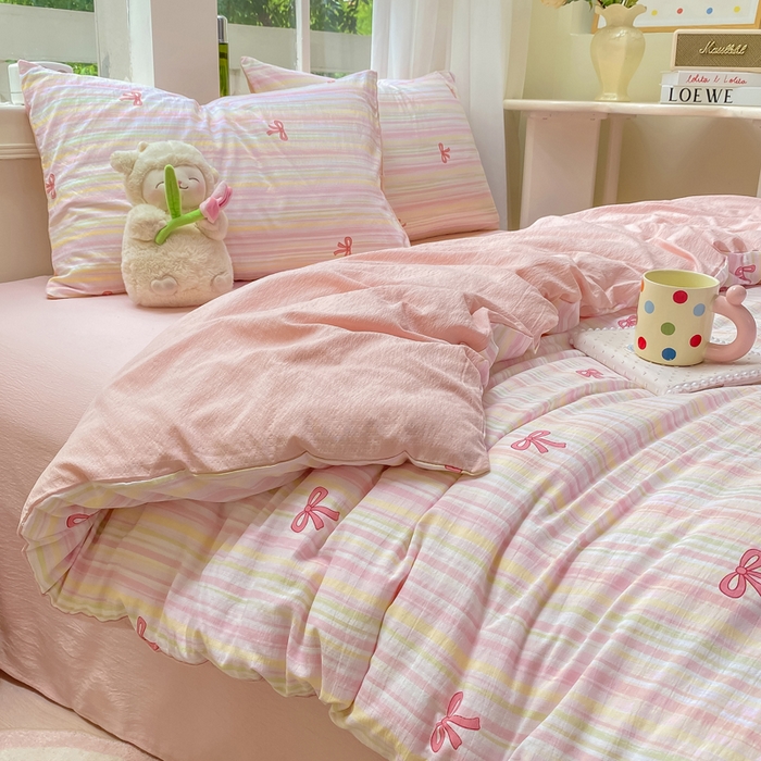 91家纺网 家纺一手货源 找家纺 朵朵家纺 2025新款云感提花双层纱印花单品被套 情人节