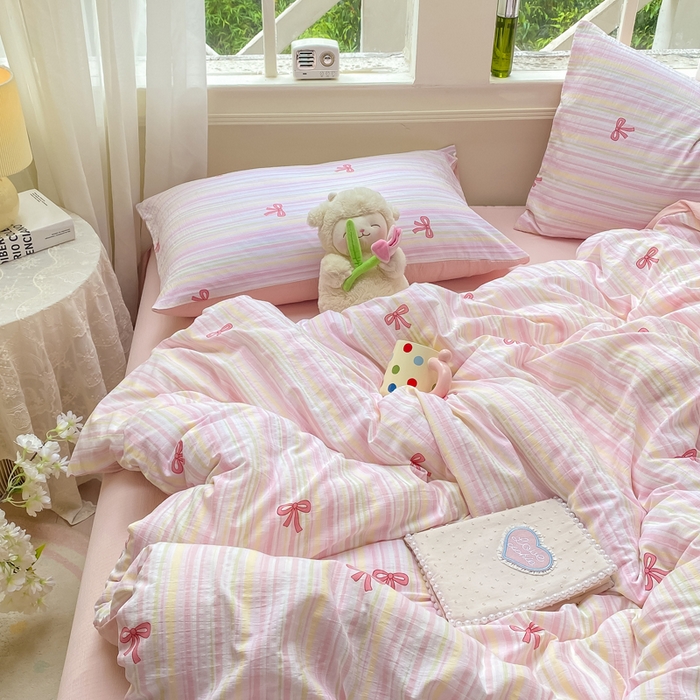 91家纺网 家纺一手货源 找家纺 朵朵家纺 2025新款云感提花双层纱印花单品被套 情人节