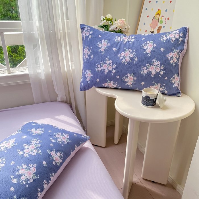 91家纺网 家纺一手货源 找家纺 朵朵家纺 2025新款云感提花双层纱印花单品枕套 国色天香